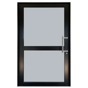 Aluminium Pivot Door with Mid-Rail and Full Glass Panels