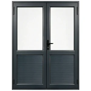 two pane half cladded aluminium double door 1600 wide