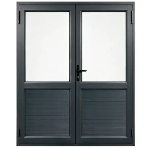 two pane half cladded aluminium double door 1800 wide