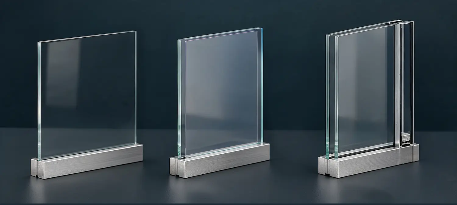 Clear, Low-E and double glazing options for aluminium doors.