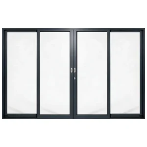 Palace 4-panel aluminium sliding door, 3300 x 2100 mm, with flush pull handles