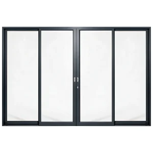Palace 4-panel aluminium sliding door, 3600 x 2400 mm, with flush pull handles
