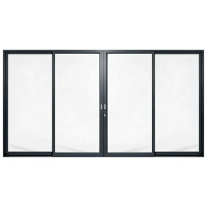 Palace 4-panel aluminium sliding door, 4500 x 2400 mm, with flush pull handles