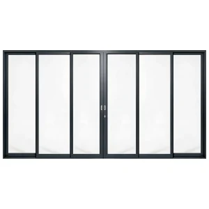 Palace 6-panel aluminium sliding door, 4500 x 2400 mm, with flush pull handles