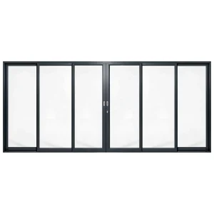Palace 6-panel aluminium sliding door, 4800 x 2100 mm, with flush pull handles
