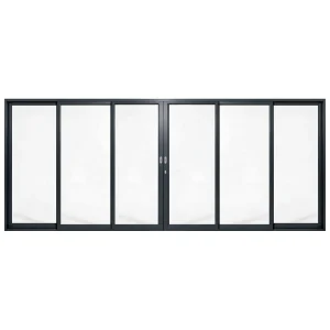 Palace 6-panel aluminium sliding door, 5100 x 2100 mm, with flush pull handles