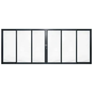 Palace 6-panel aluminium sliding door, 5400 x 2100 mm, with flush pull handles