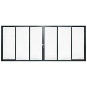 Palace 6-panel aluminium sliding door, 5700 x 2400 mm, with flush pull handles