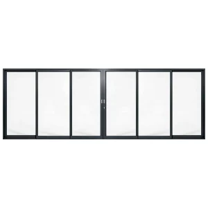 Palace 6-panel aluminium sliding door, 6000 x 2100 mm, with flush pull handles
