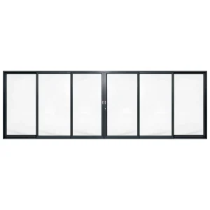 Palace 6-panel aluminium sliding door, 6300 x 2100 mm, with flush pull handles