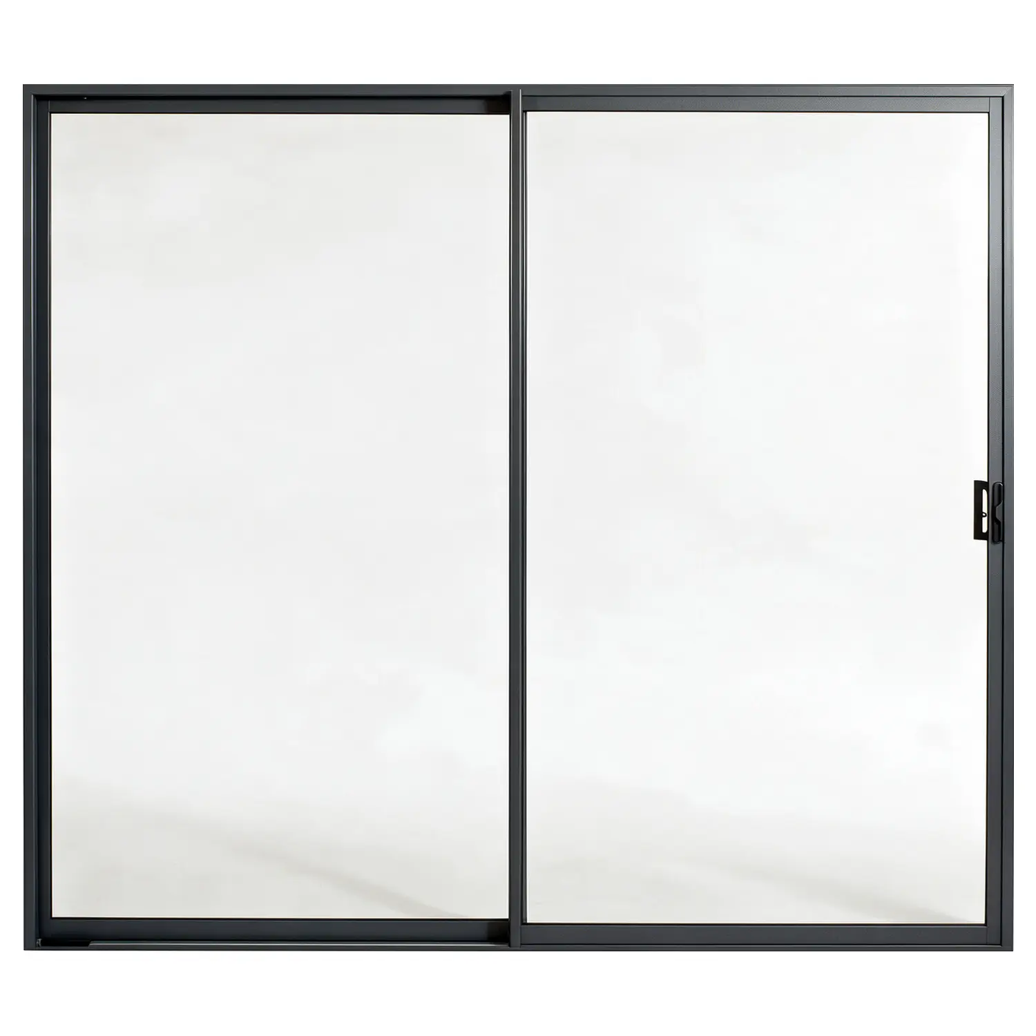 Patio 2-panel aluminium sliding door, 2400 x 2100 mm, with black handle kit