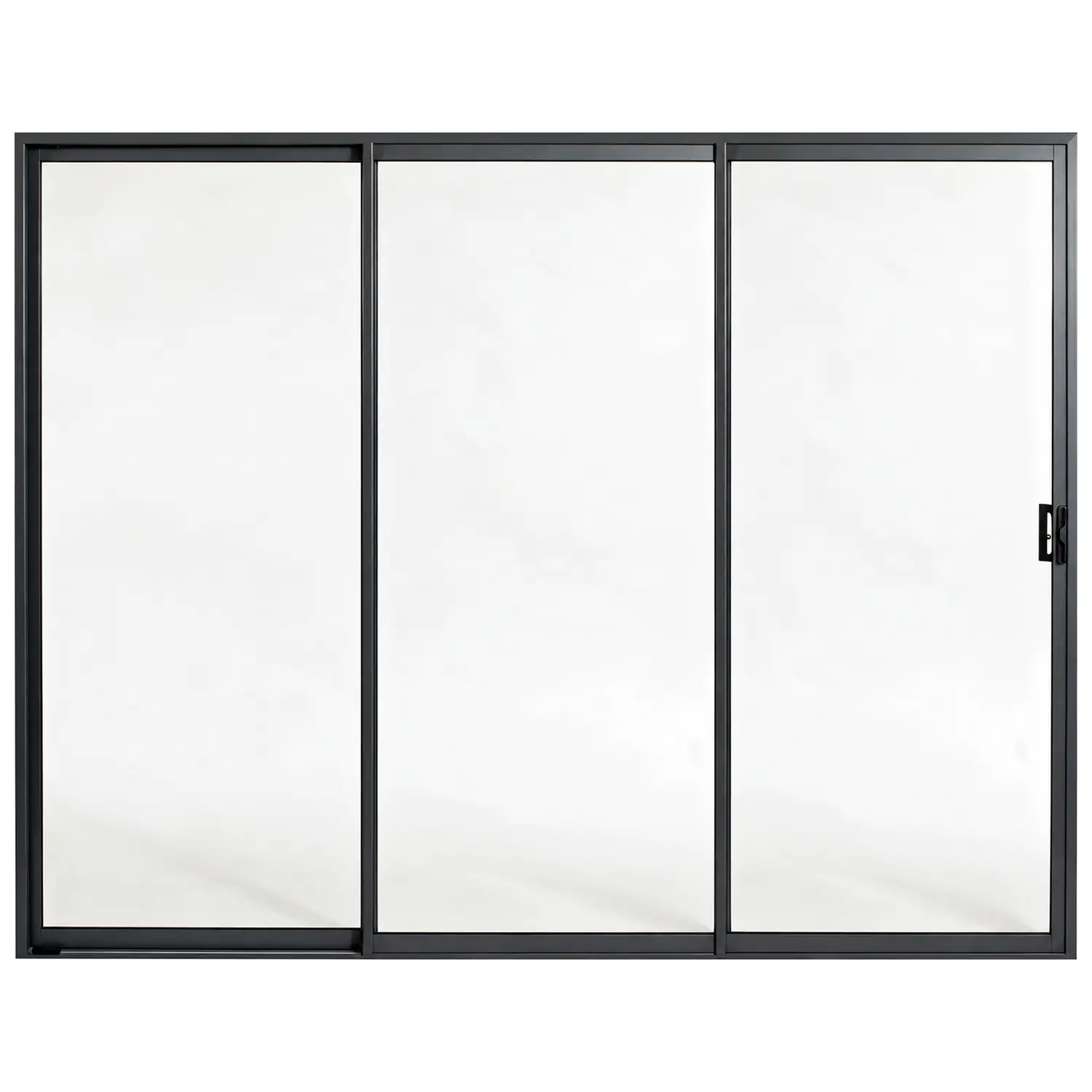 Patio 3-panel aluminium sliding door, 2700 x 2100 mm, with black handle kit