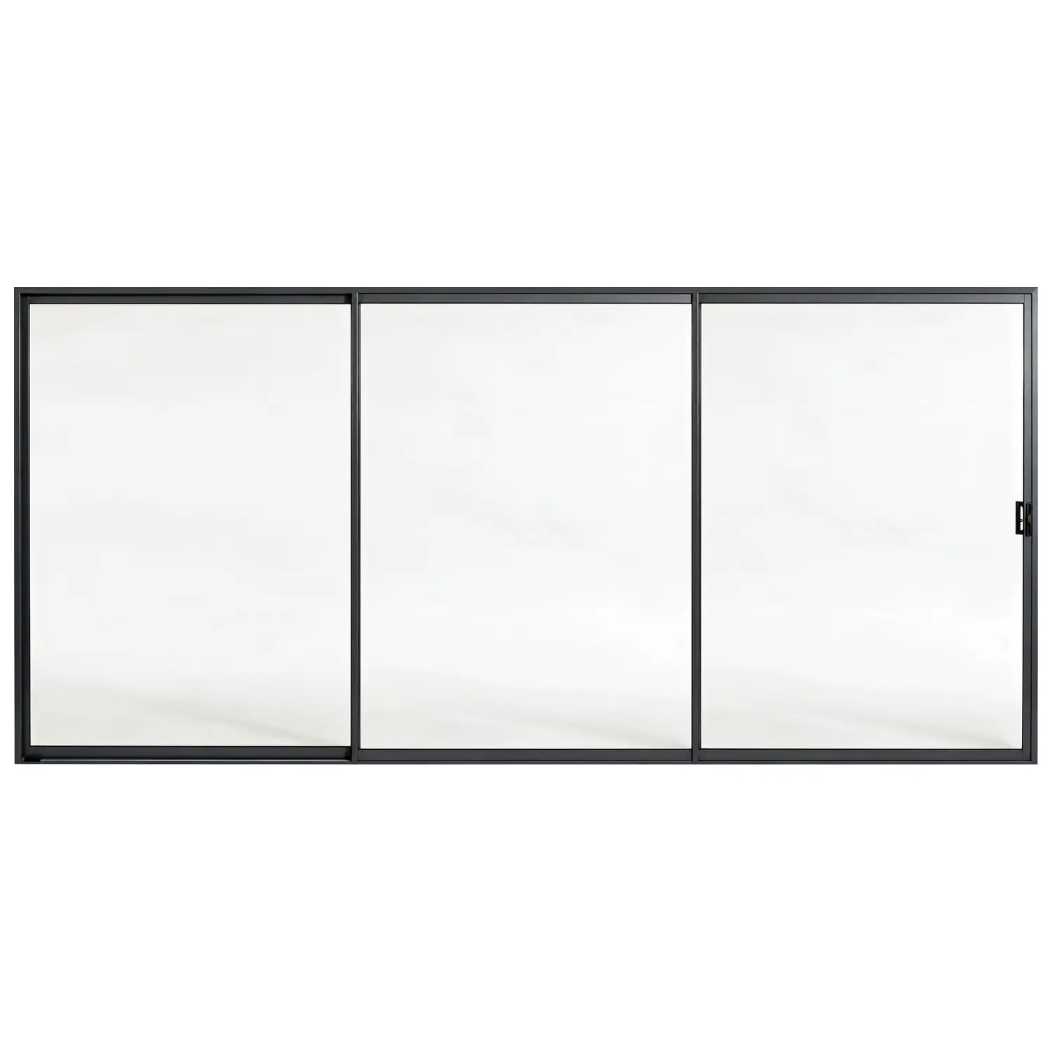 Patio 3-panel aluminium sliding door, 4500 x 2100 mm, with black handle kit