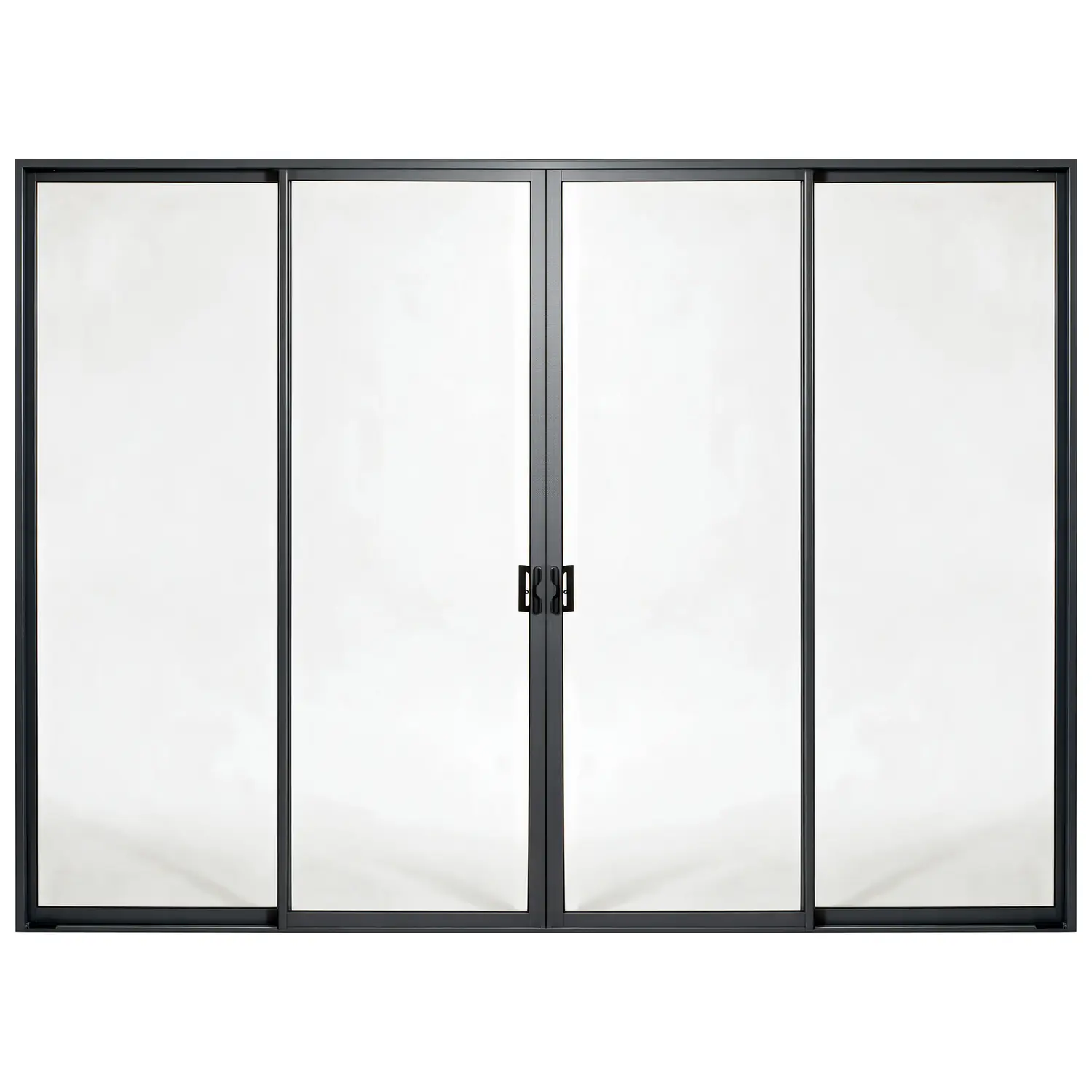 Patio 4-panel aluminium sliding door, 3300 x 2400 mm, with black handle kit