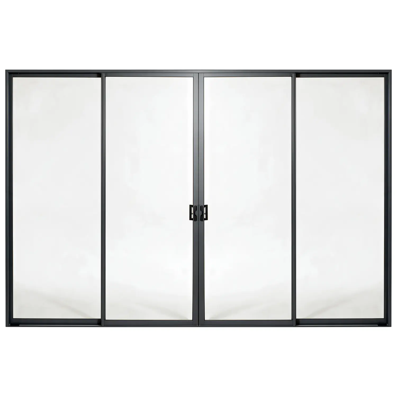 Patio 4-panel aluminium sliding door, 3600 x 2400 mm, with black handle kit