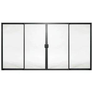 Patio 4-panel aluminium sliding door, 4000 x 2100 mm, with black handle kit