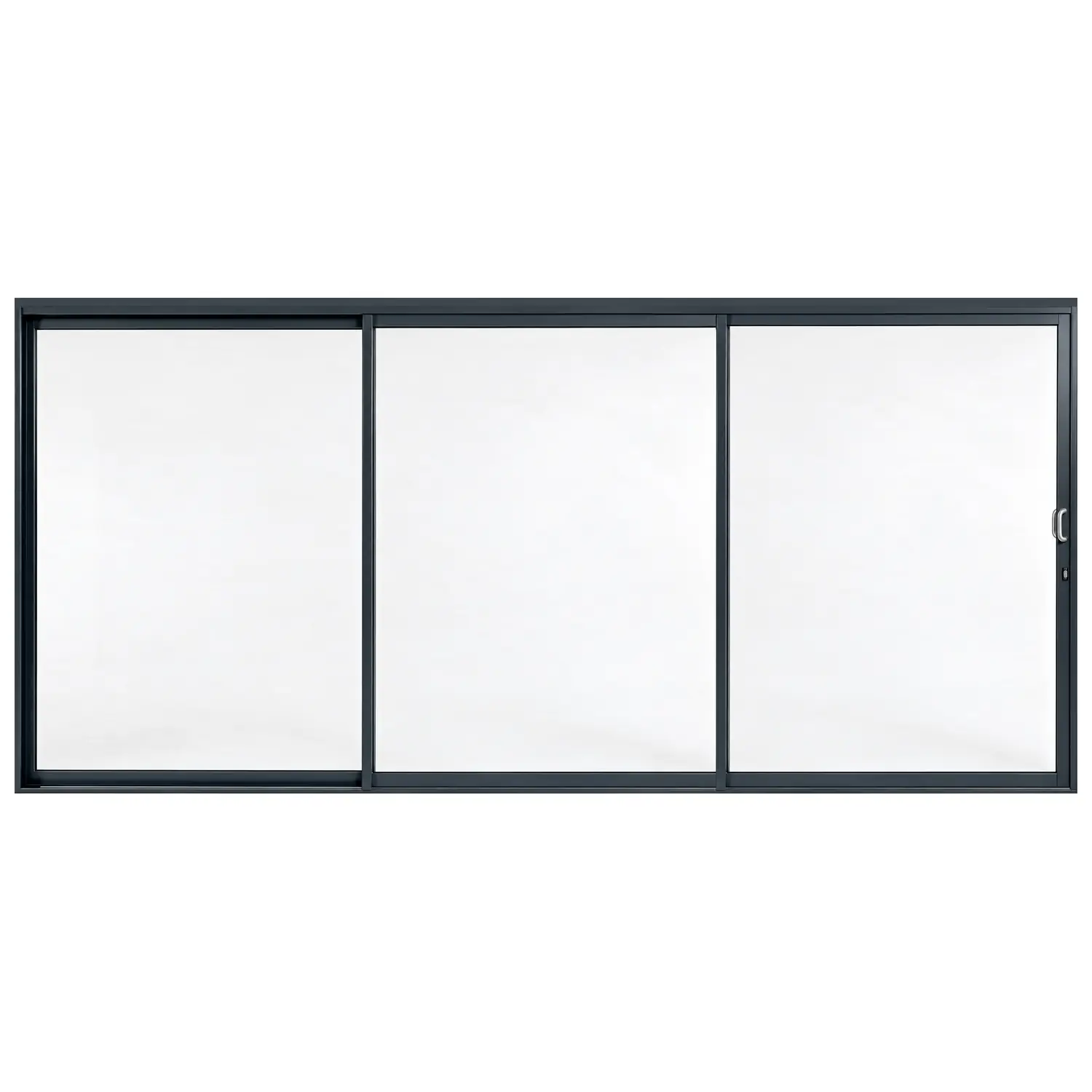 Villa Quad 3-panel aluminium sliding door, 4500 x 2100 mm, with curved silver pull handles