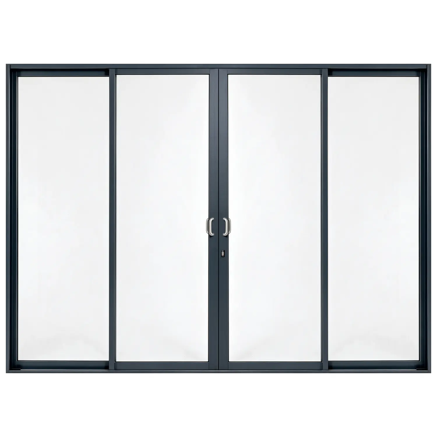 Villa Quad 4-panel aluminium sliding door, 3300 x 2400 mm, with curved silver pull handles