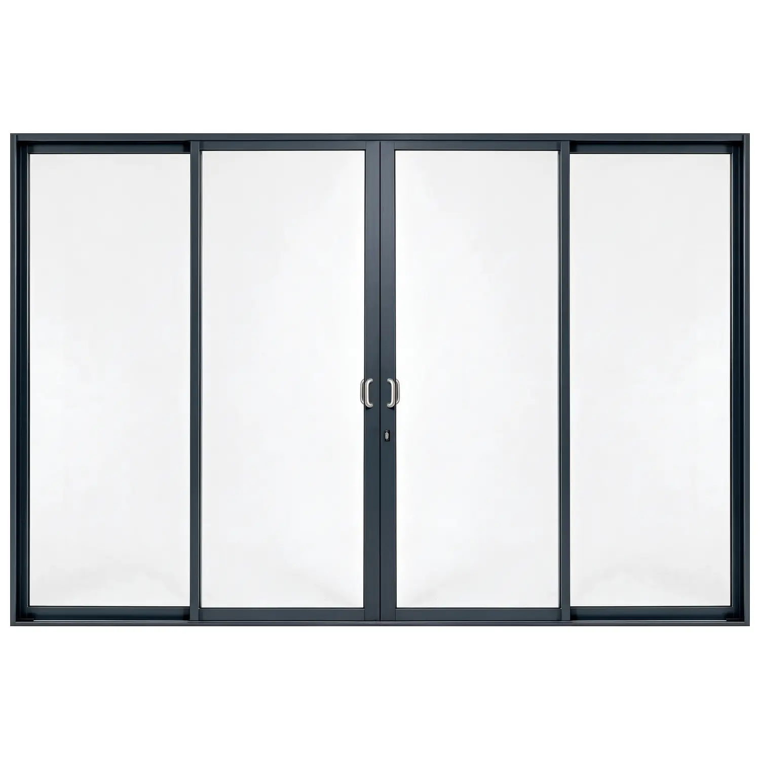 Villa Quad 4-panel aluminium sliding door, 3600 x 2400 mm, with curved silver pull handles