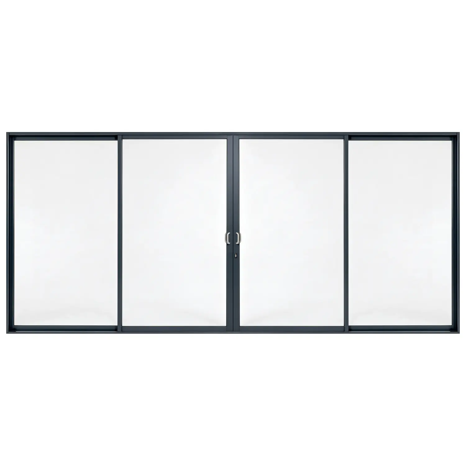 Villa Quad 4-panel aluminium sliding door, 5400 x 2400 mm, with curved silver pull handles
