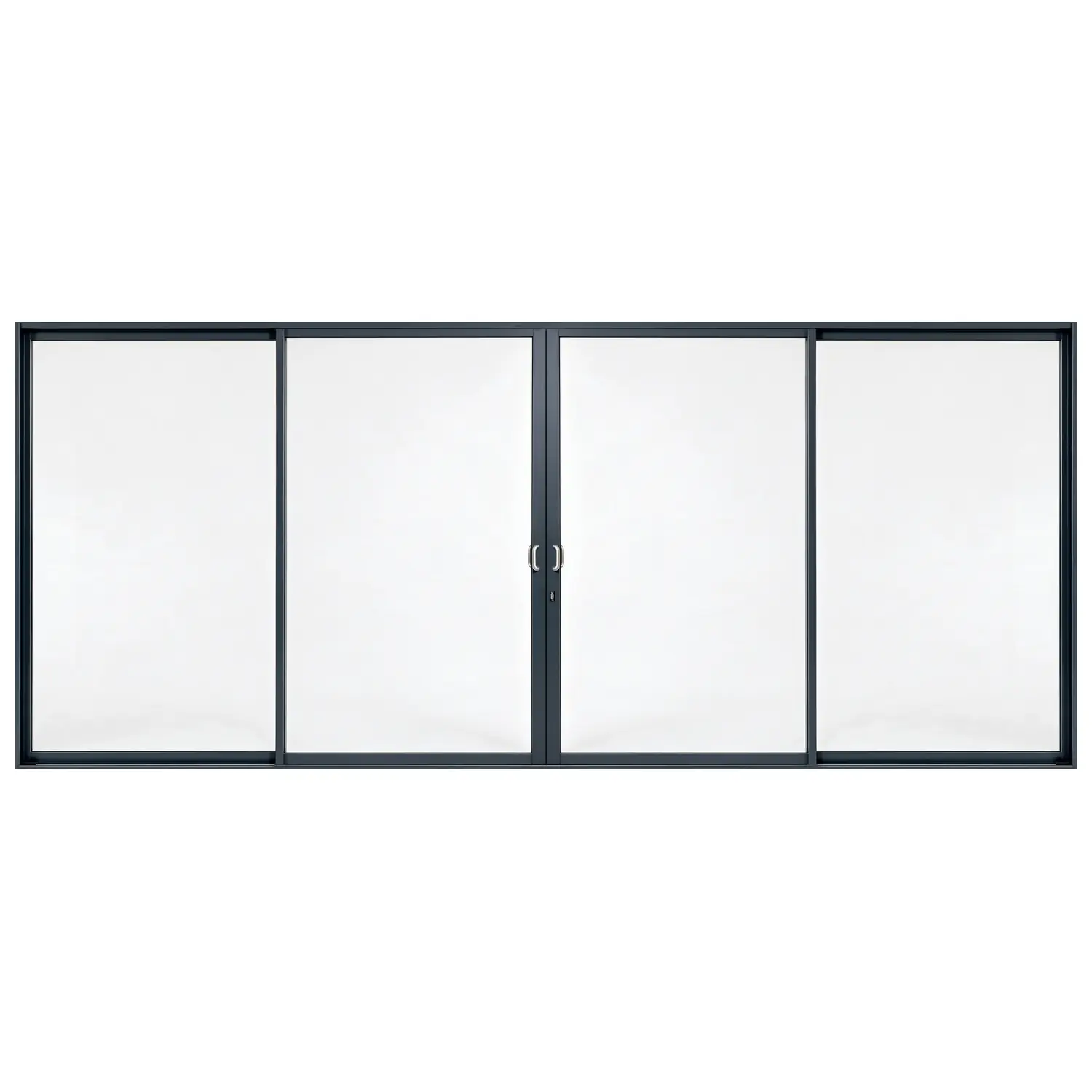 Villa Quad 4-panel aluminium sliding door, 5700 x 2400 mm, with curved silver pull handles